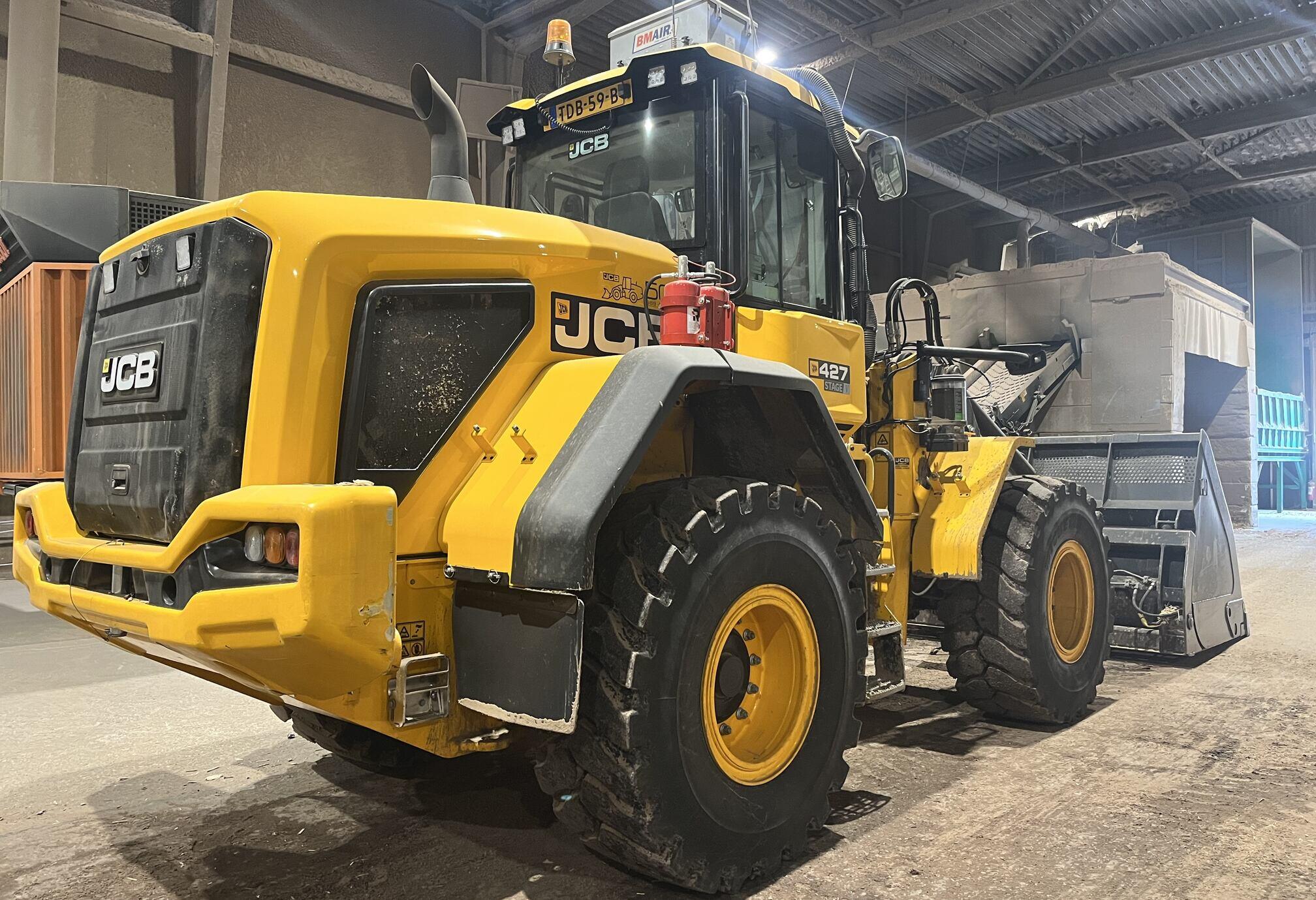 JCB loader with Reacton fire suppression installed for heavy equipment safety